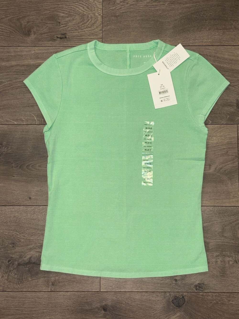 Free Assembly Cap Sleeve Tee Size XS (0-2) Sweet Mint Green Ribbed Top